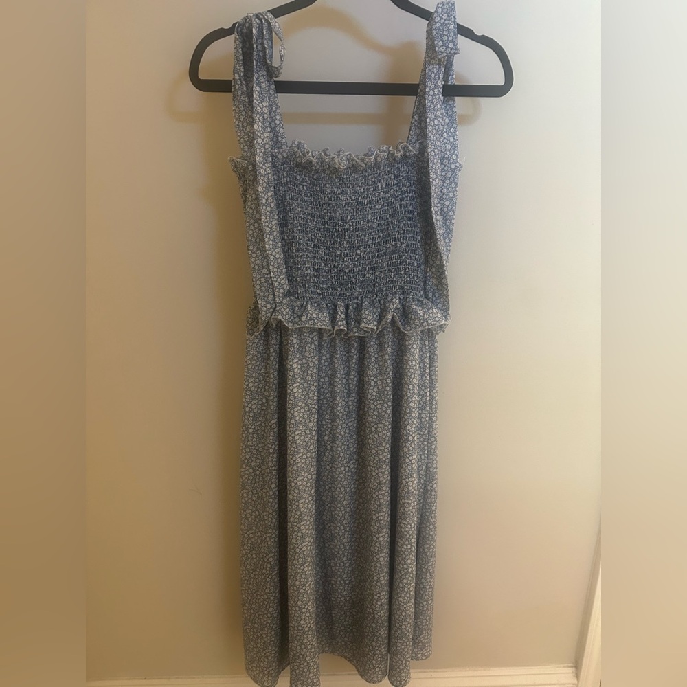 Blue Floral Midi Dress